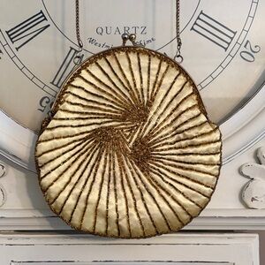 Beaded Gold & Cream Round Evening Bag